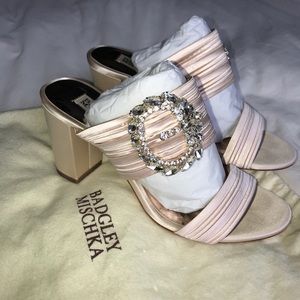 Badgley Mischka crystal satin heels